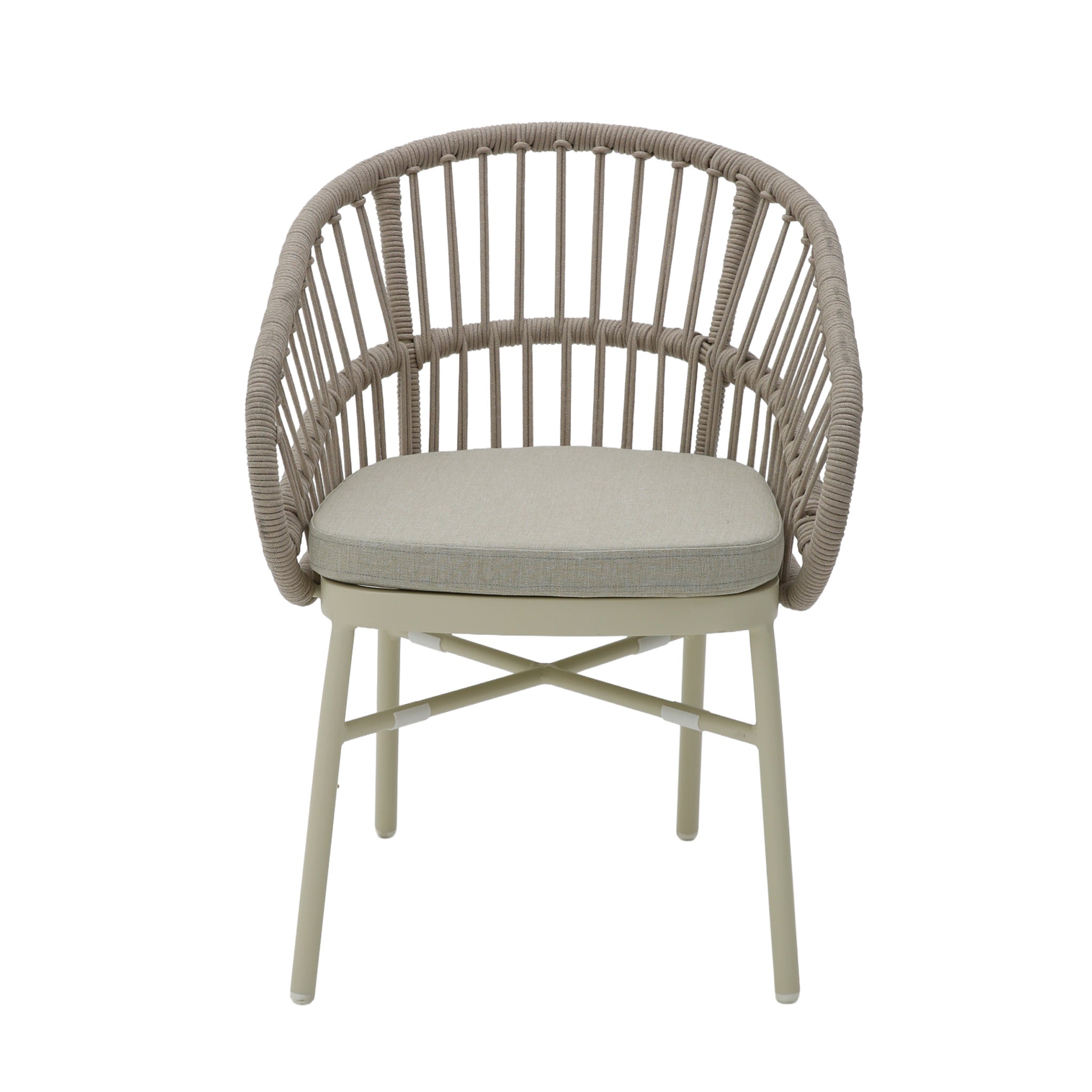 Taupe Rattan Outdoor Verona Dining Chair - Beige Cushion (Set of 2)