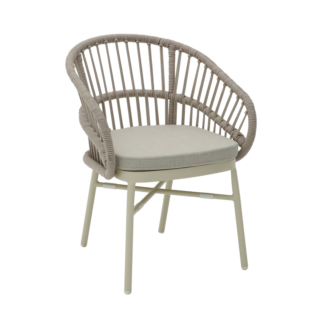 Taupe Rattan Outdoor Verona Dining Chair - Beige Cushion (Set of 2)