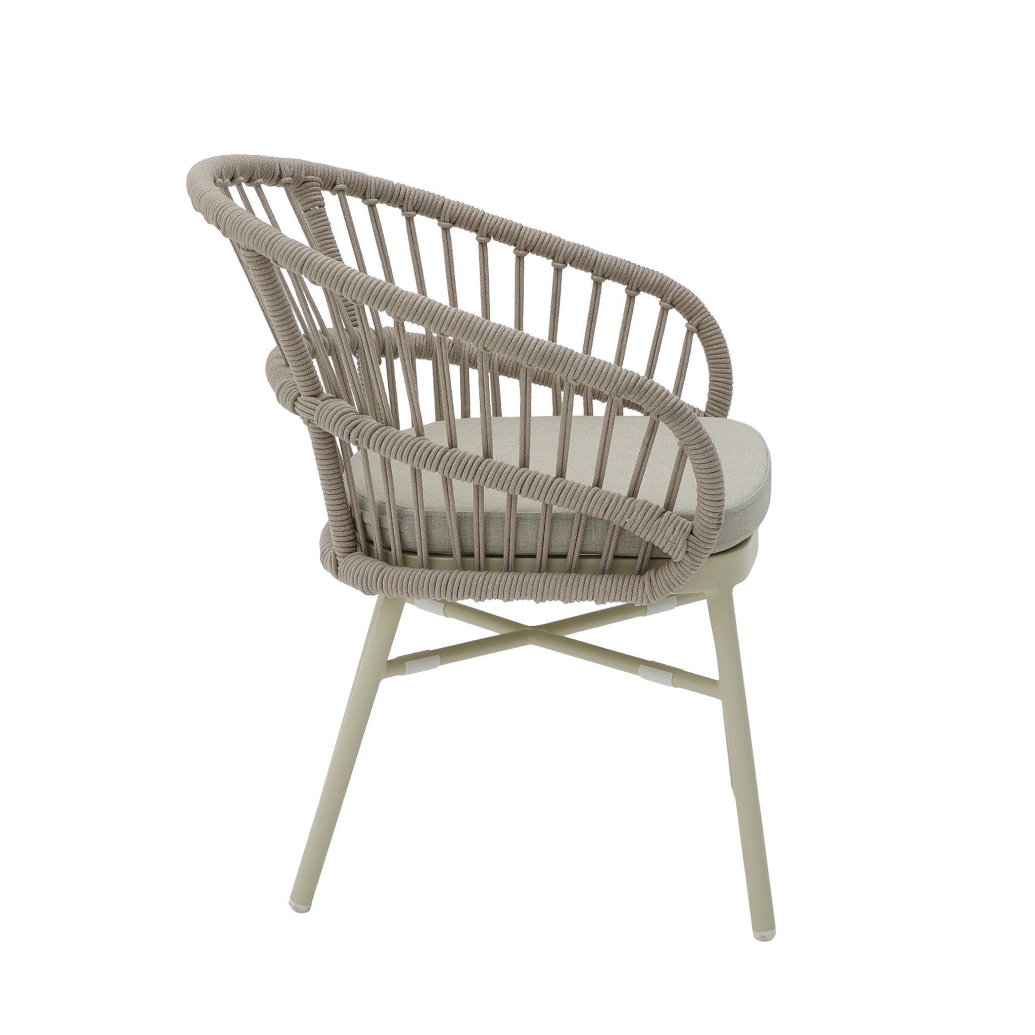 Taupe Rattan Outdoor Verona Dining Chair - Beige Cushion (Set of 2)