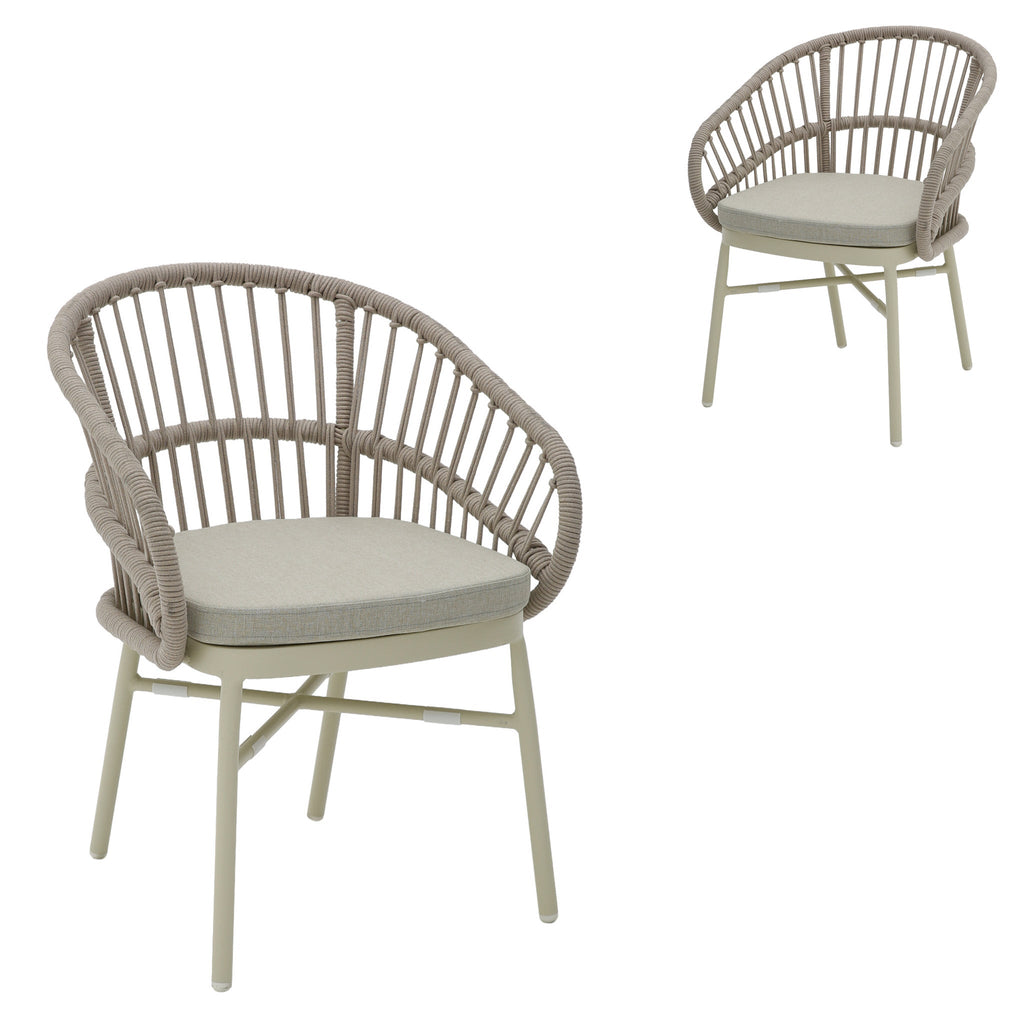 Taupe Rattan Outdoor Verona Dining Chair - Beige Cushion (Set of 2)