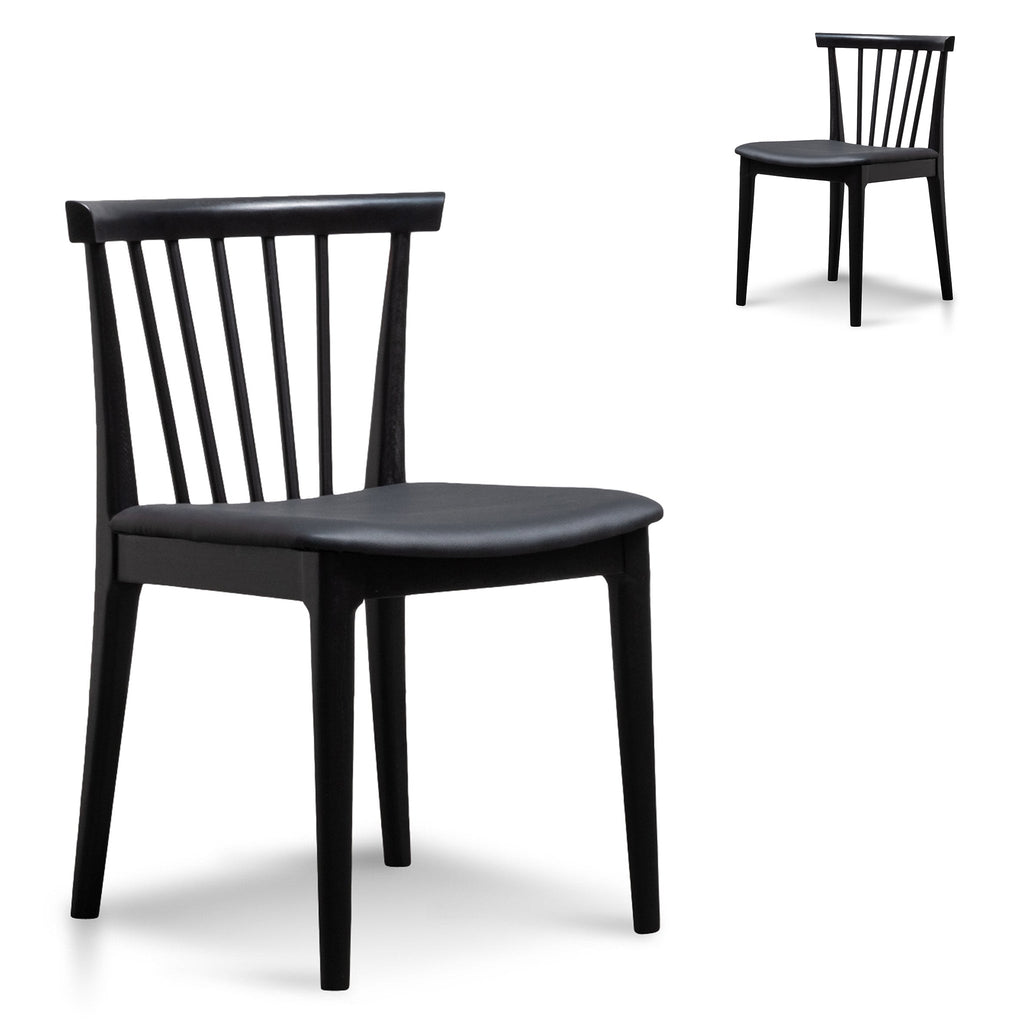 Verona Dining Chair - Solid timber and Black PU (Set of 2)