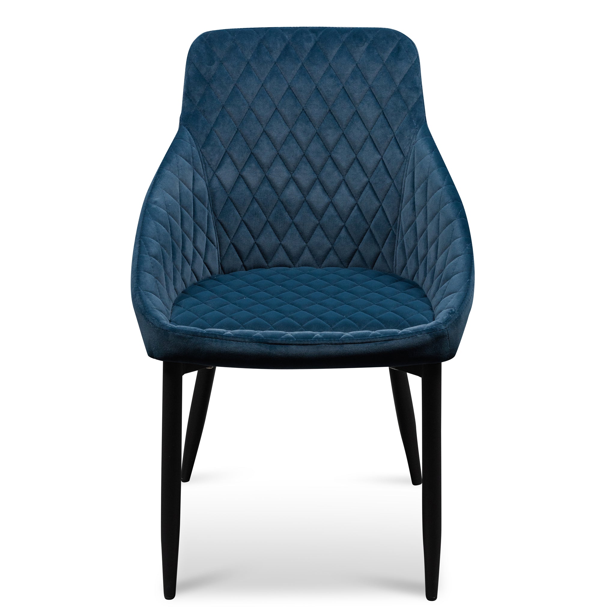 Verona Dining Chair - Navy Blue Velvet with Black Legs (Set of 2)