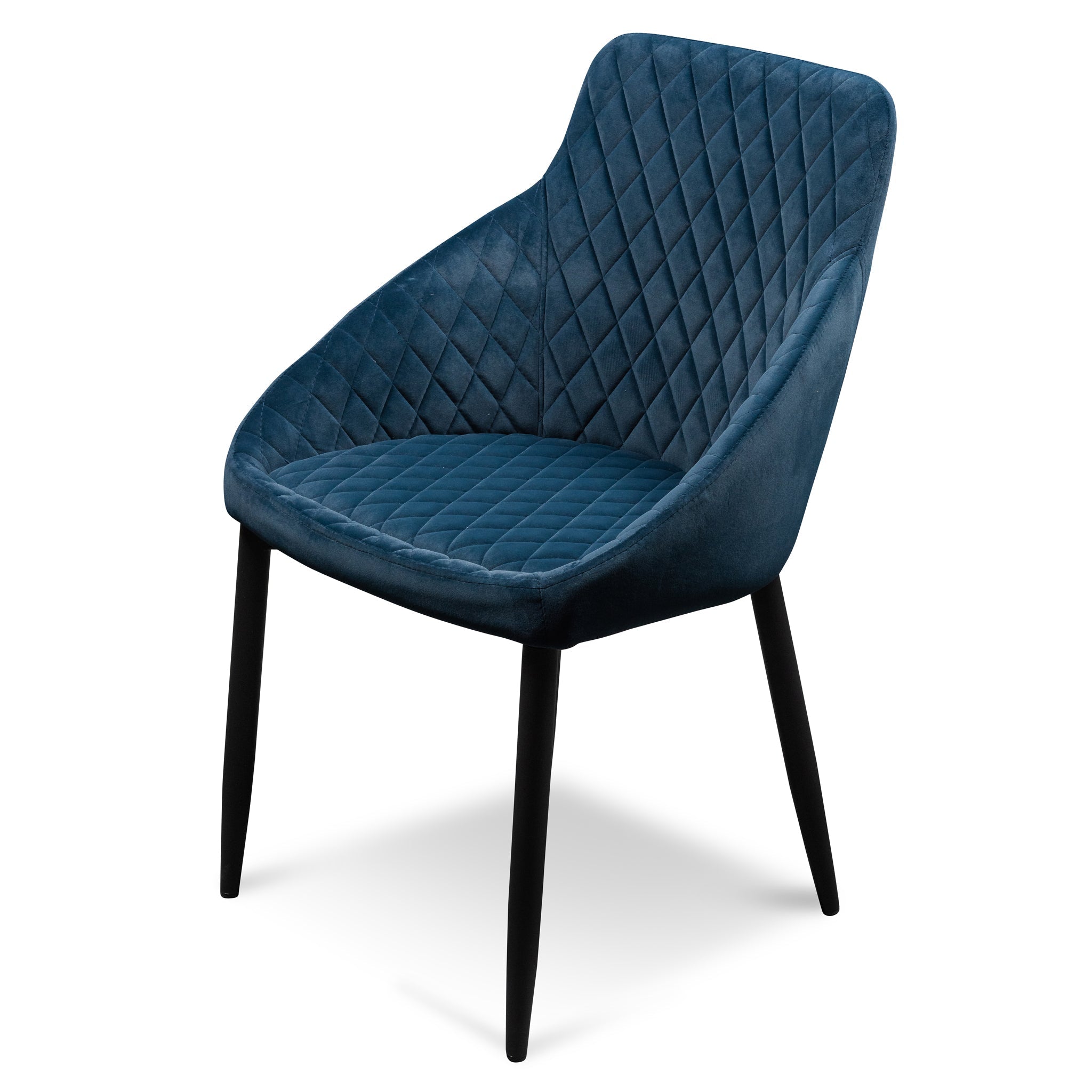 Verona Dining Chair - Navy Blue Velvet with Black Legs (Set of 2)