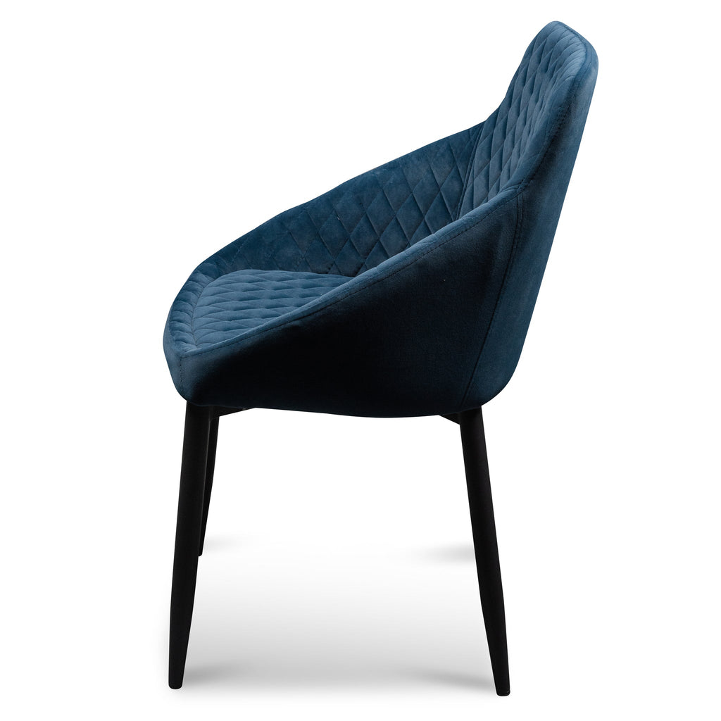 Verona Dining Chair - Navy Blue Velvet with Black Legs (Set of 2)