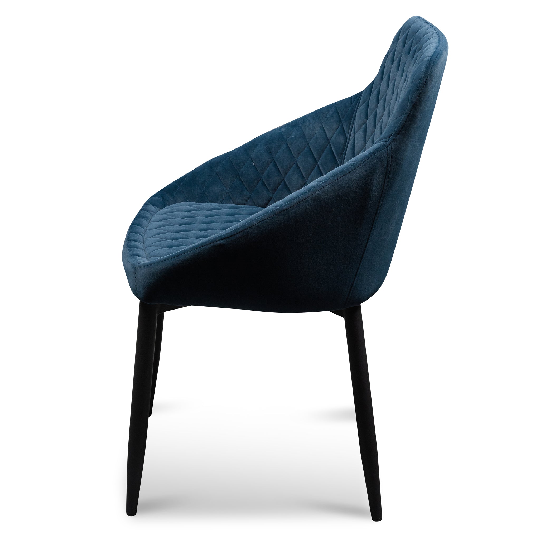 Verona Dining Chair - Navy Blue Velvet with Black Legs (Set of 2)
