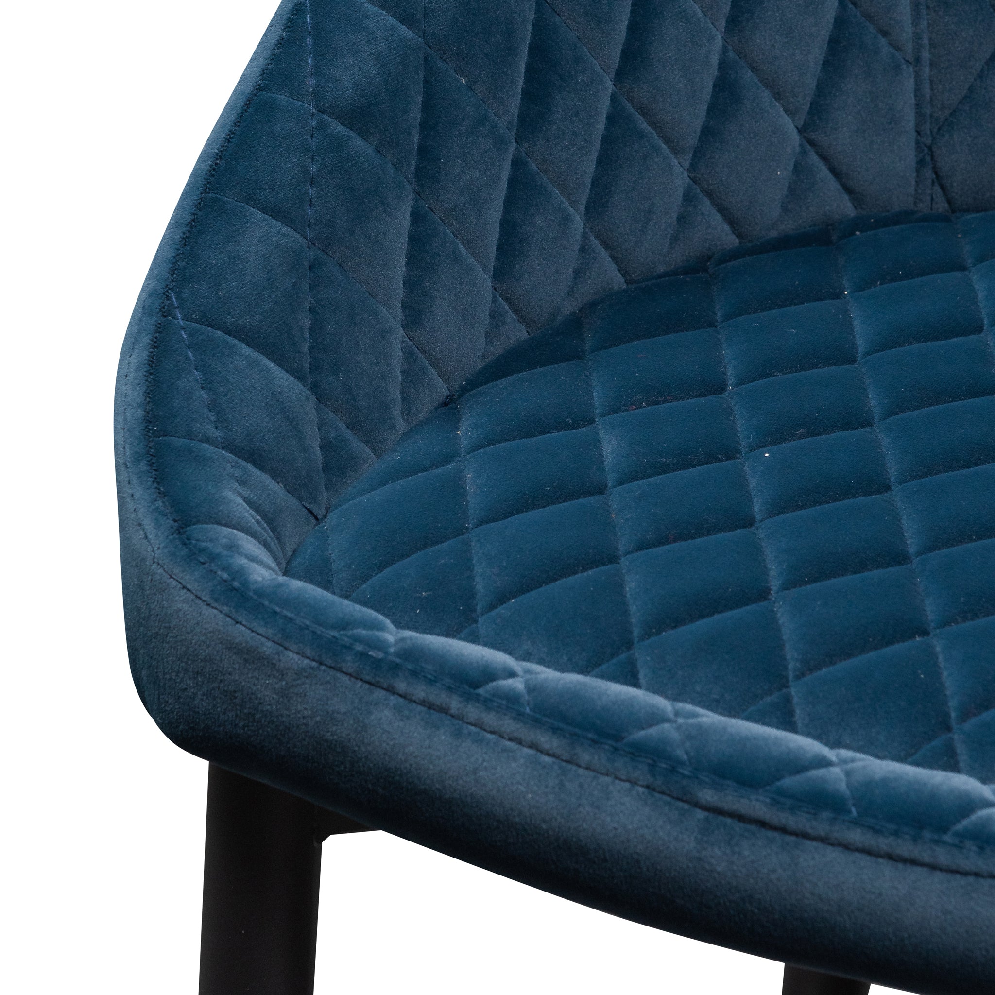 Verona Dining Chair - Navy Blue Velvet with Black Legs (Set of 2)