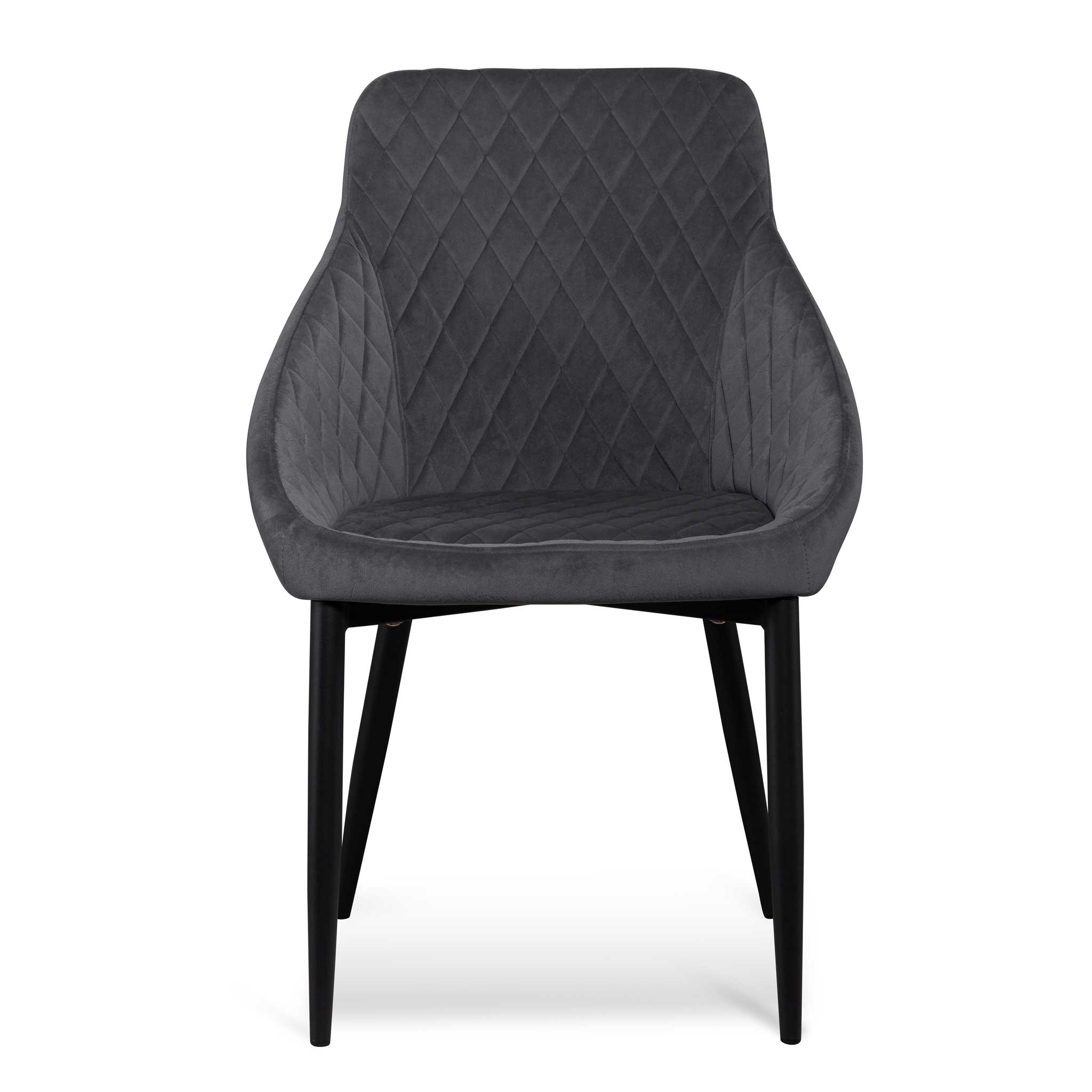 Verona Dining Chair - Grey Velvet in Black Legs (Set of 2)