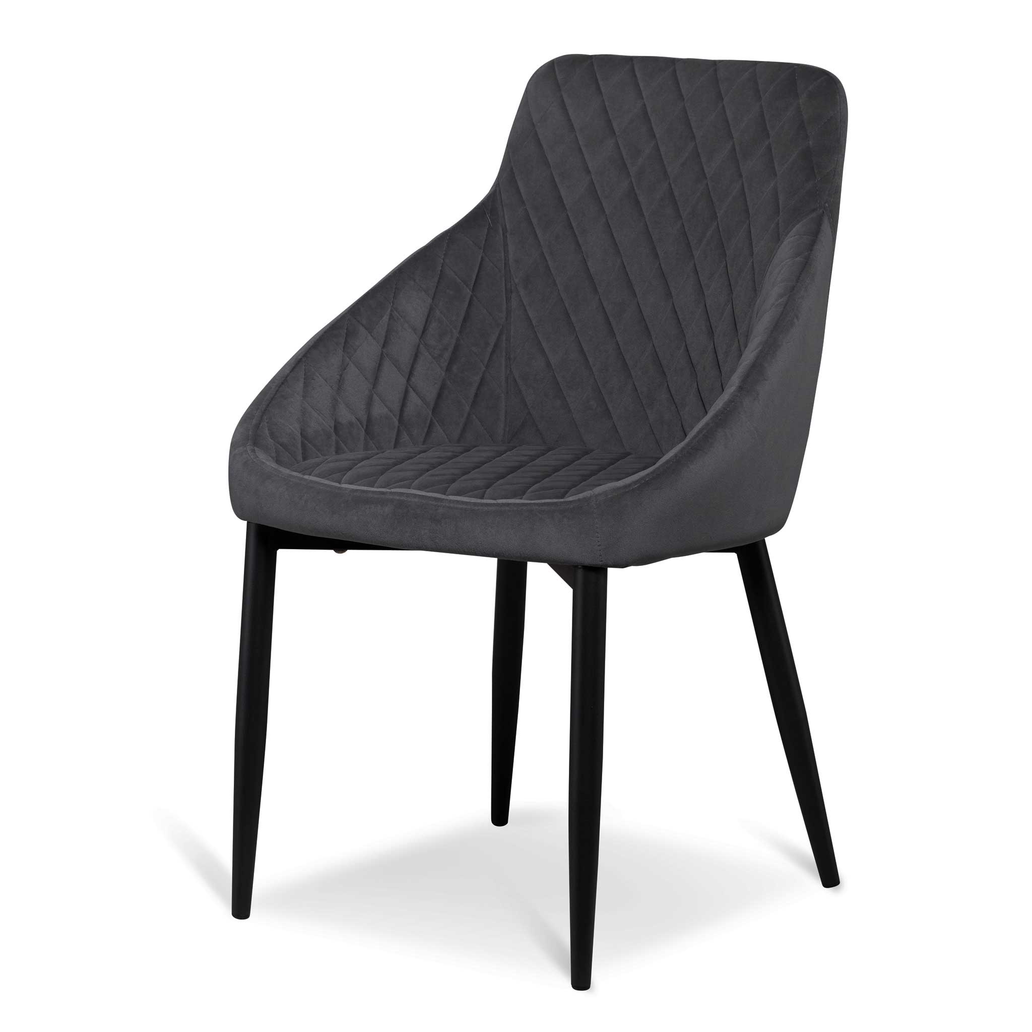 Verona Dining Chair - Grey Velvet in Black Legs (Set of 2)