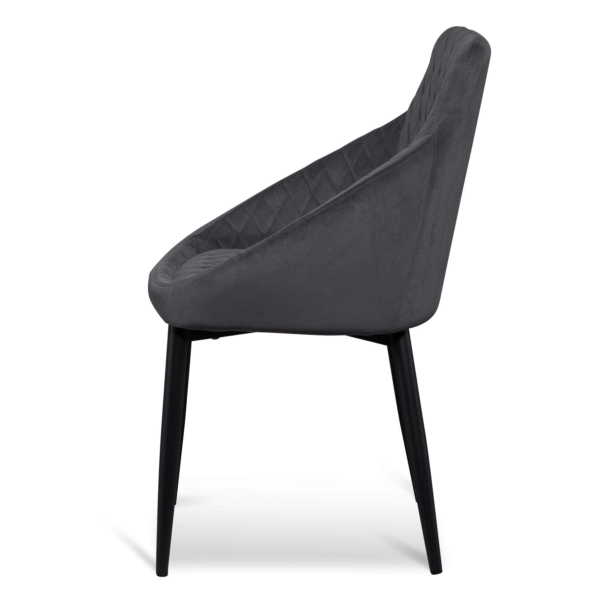 Verona Dining Chair - Grey Velvet in Black Legs (Set of 2)