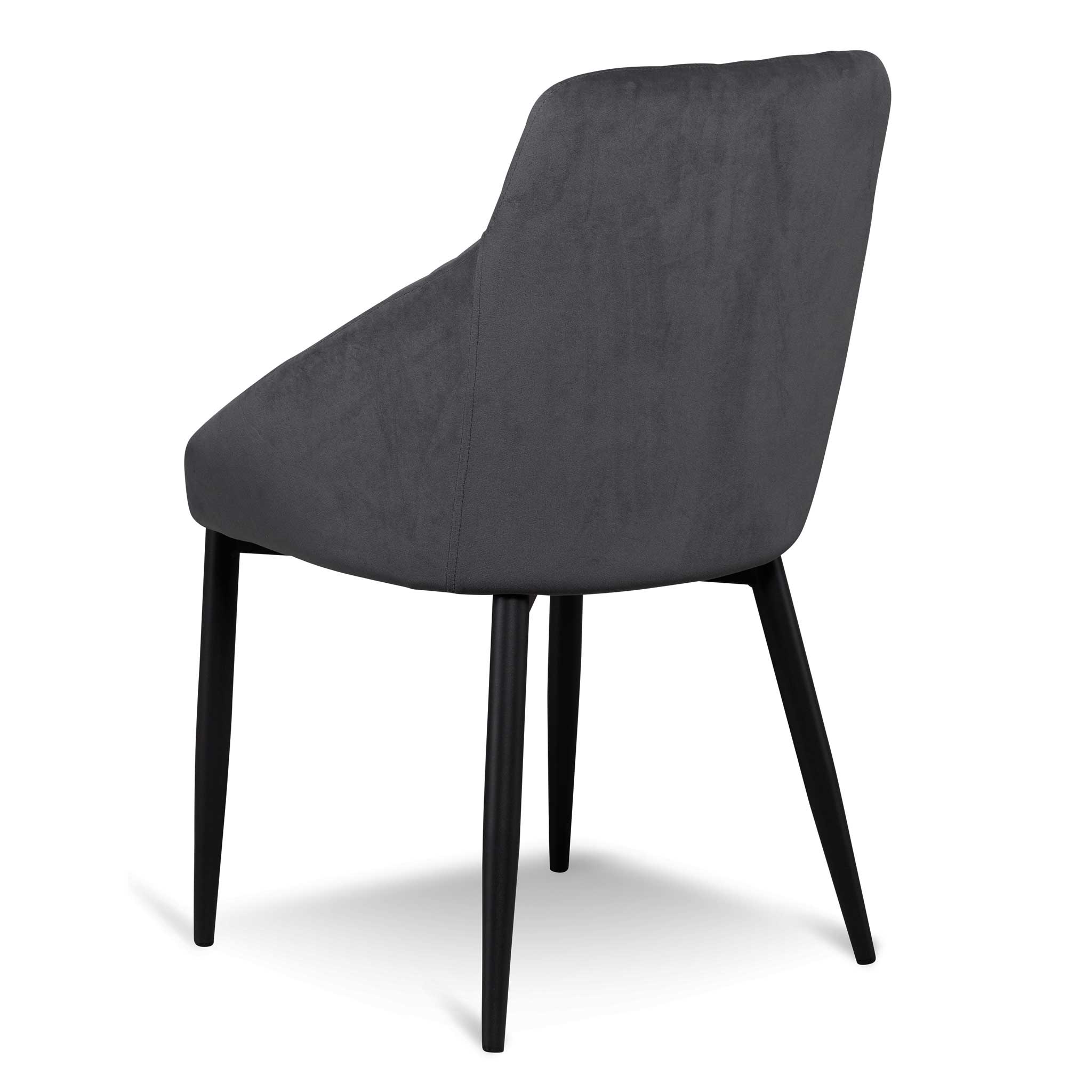 Verona Dining Chair - Grey Velvet in Black Legs (Set of 2)