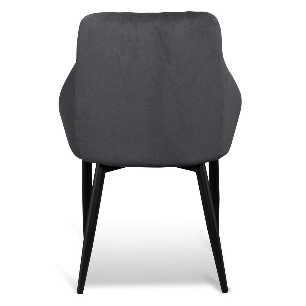 Verona Dining Chair - Grey Velvet in Black Legs (Set of 2)