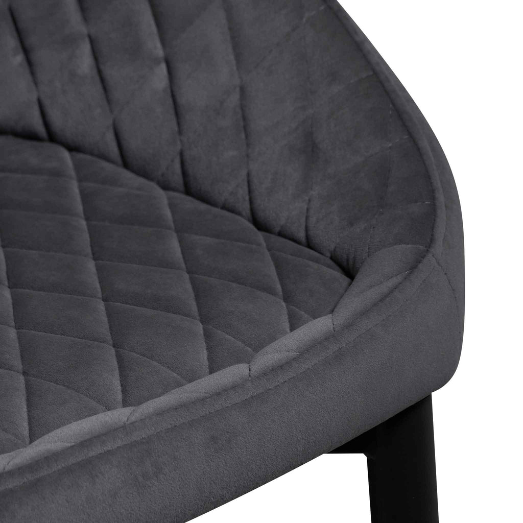 Verona Dining Chair - Grey Velvet in Black Legs (Set of 2)