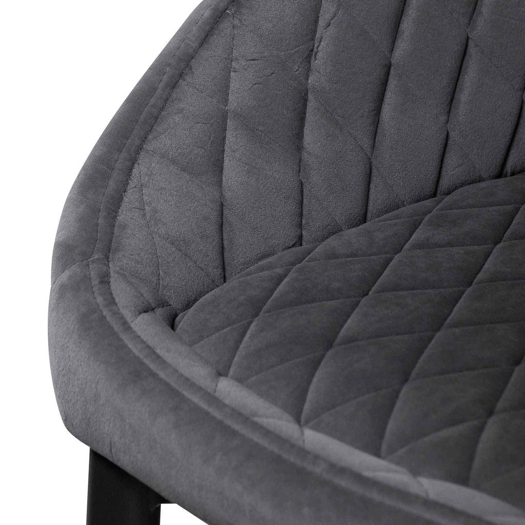 Verona Dining Chair - Grey Velvet in Black Legs (Set of 2)