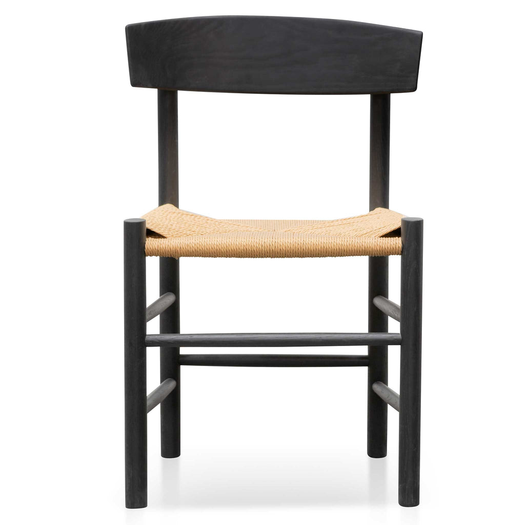 Rattan Black Verona Dining Chair - Natural Seat (Set of 2)