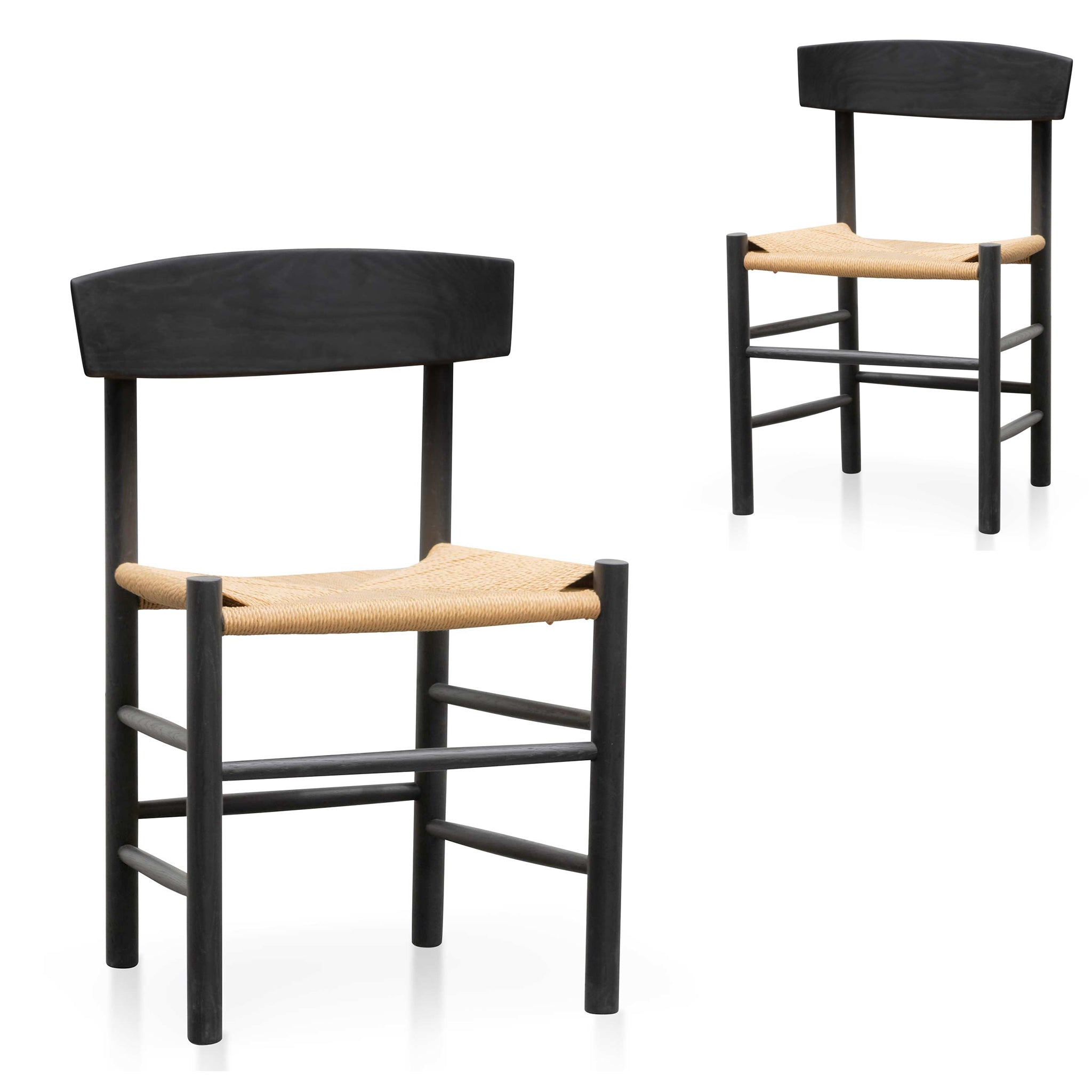Rattan Black Verona Dining Chair - Natural Seat (Set of 2)