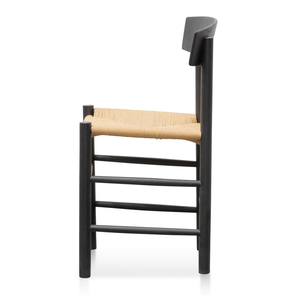 Rattan Black Verona Dining Chair - Natural Seat (Set of 2)