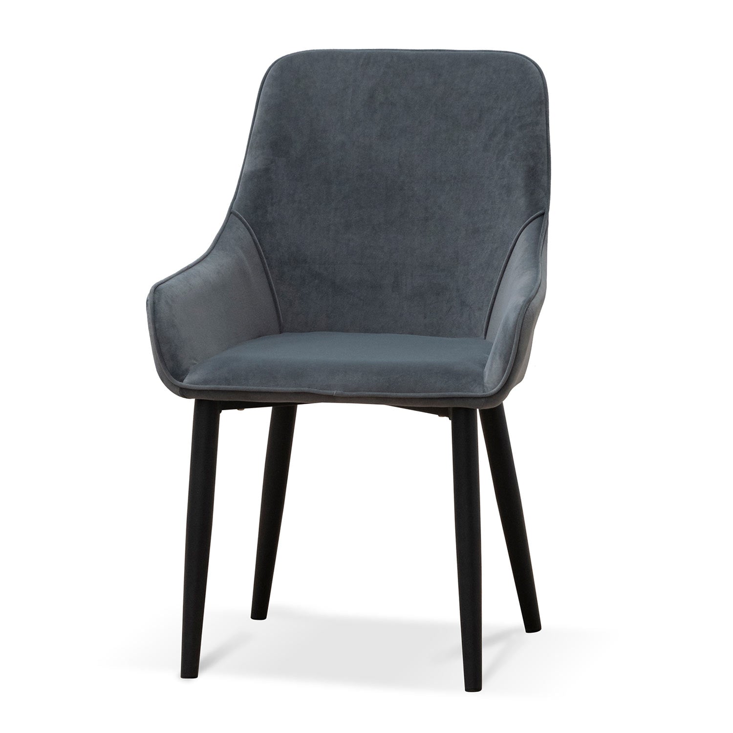 Fabric Verona Dining Chair - Grey Velvet in Black Legs (Set of 2)