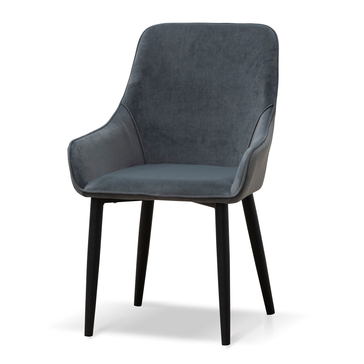 Fabric Verona Dining Chair - Grey Velvet in Black Legs (Set of 2)