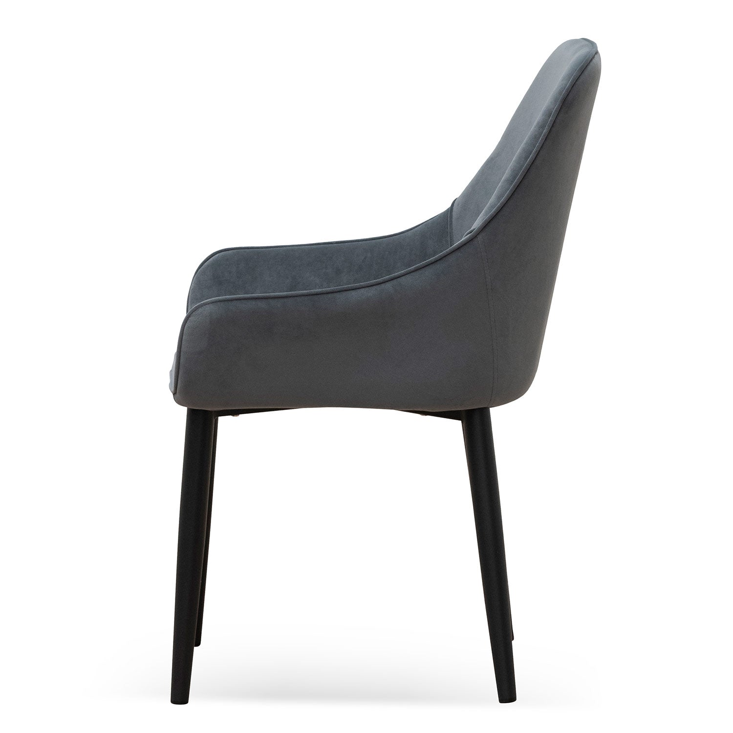 Fabric Verona Dining Chair - Grey Velvet in Black Legs (Set of 2)