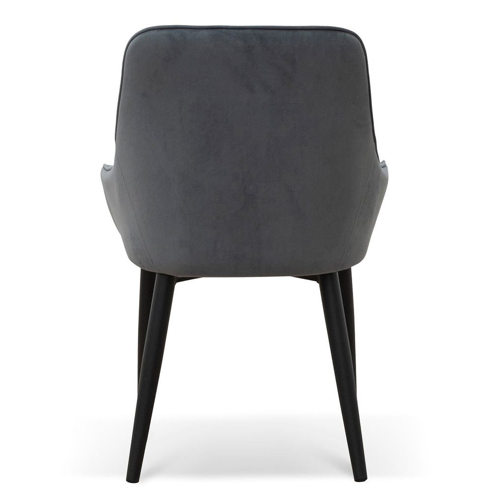 Fabric Verona Dining Chair - Grey Velvet in Black Legs (Set of 2)