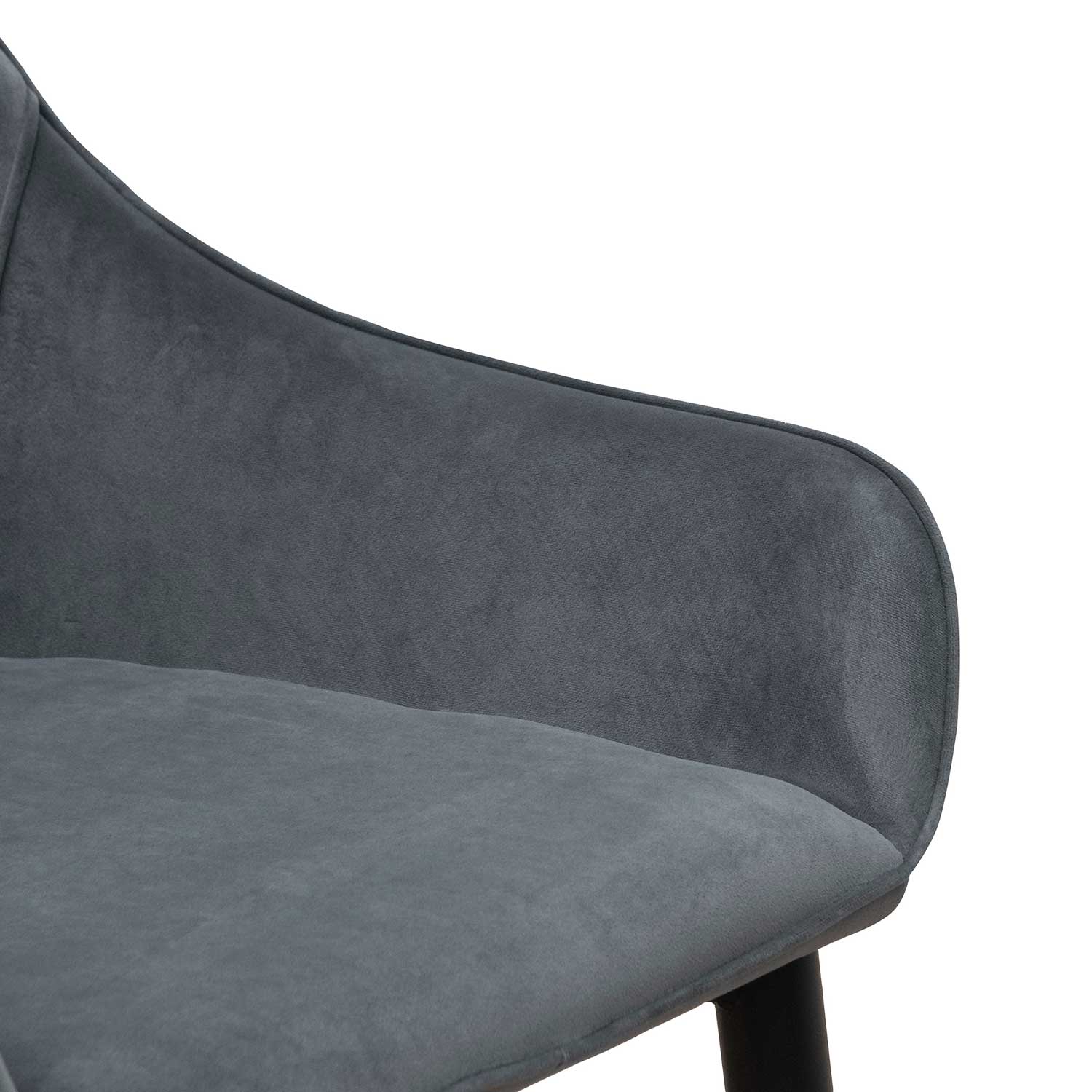 Fabric Verona Dining Chair - Grey Velvet in Black Legs (Set of 2)