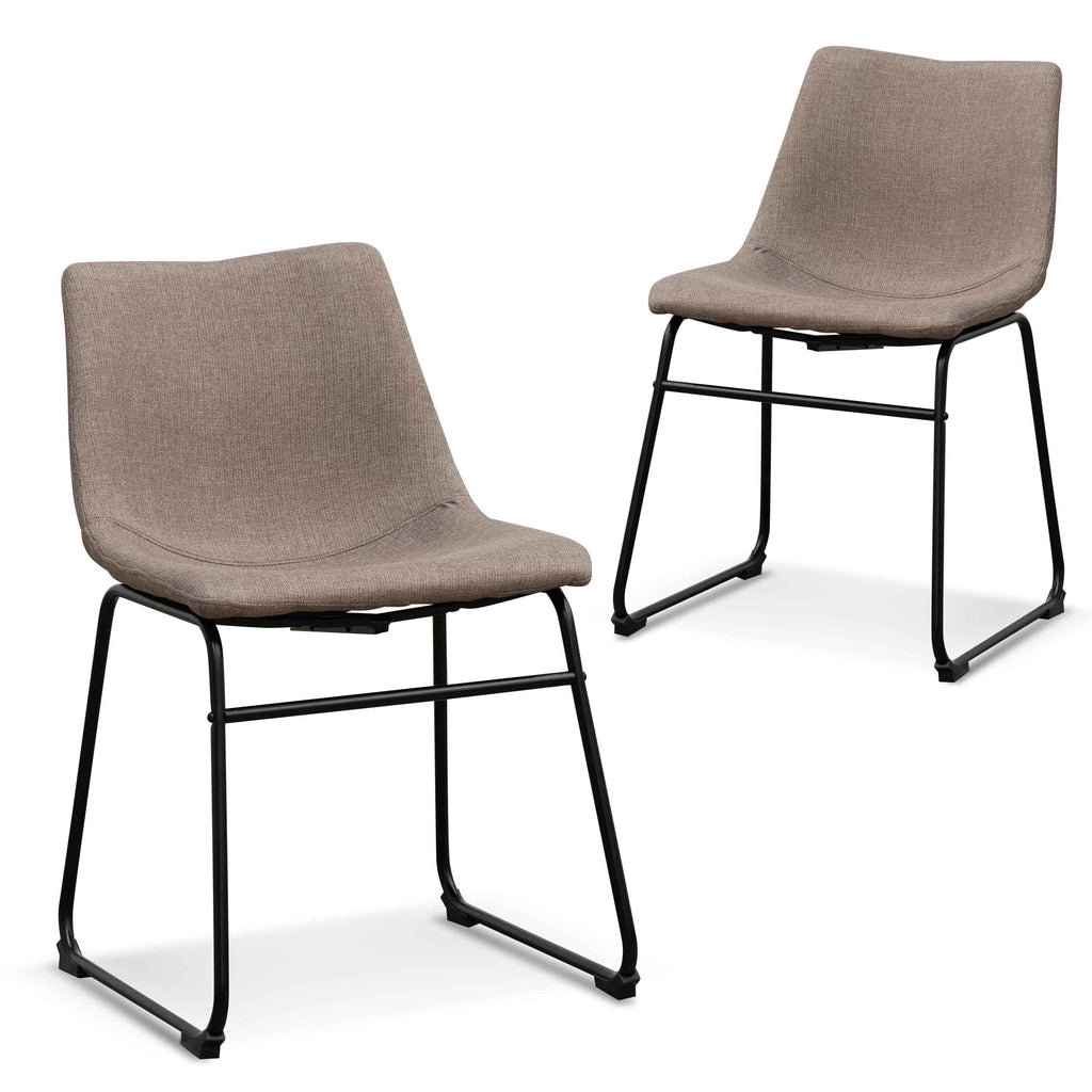 Fabric Verona Dining Chair - Brown Grey (Set of 2)