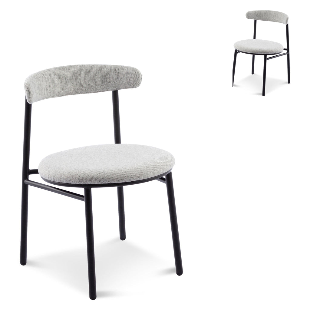 Fabric Verona Dining Chair - Silver Grey with Black Legs (Set of 2)