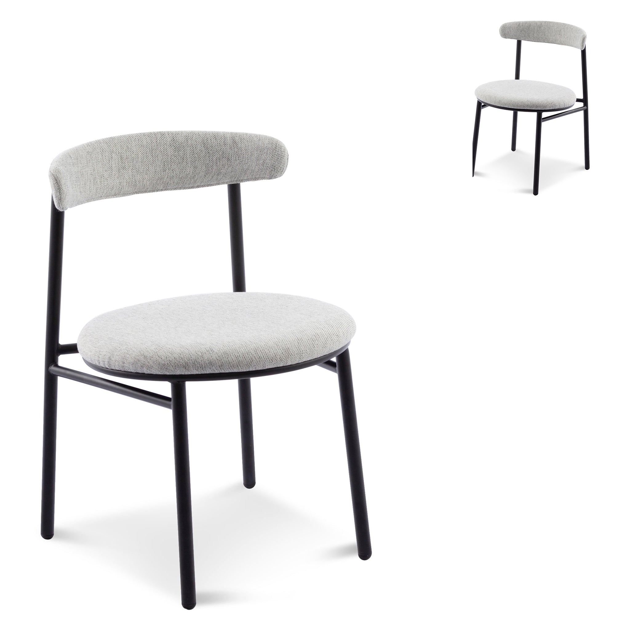 Fabric Verona Dining Chair - Silver Grey with Black Legs (Set of 2)