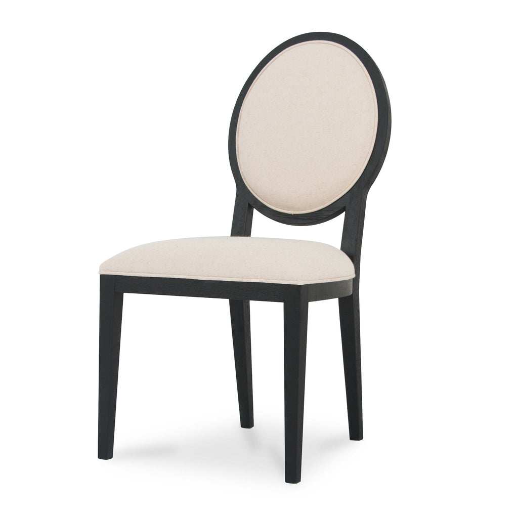 Light Beige Fabric Verona Dining Chair - Black Frame (Set of 2)