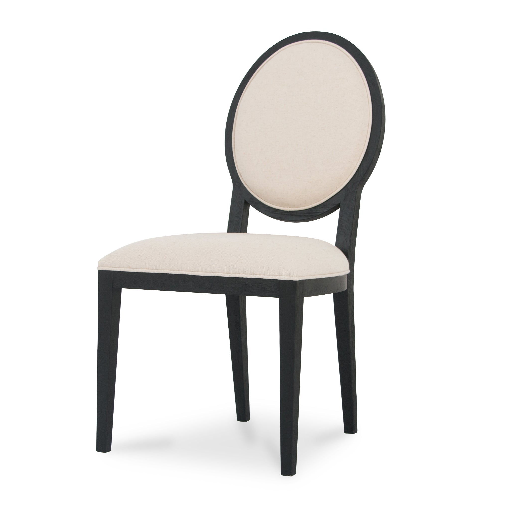 Light Beige Fabric Verona Dining Chair - Black Frame (Set of 2)