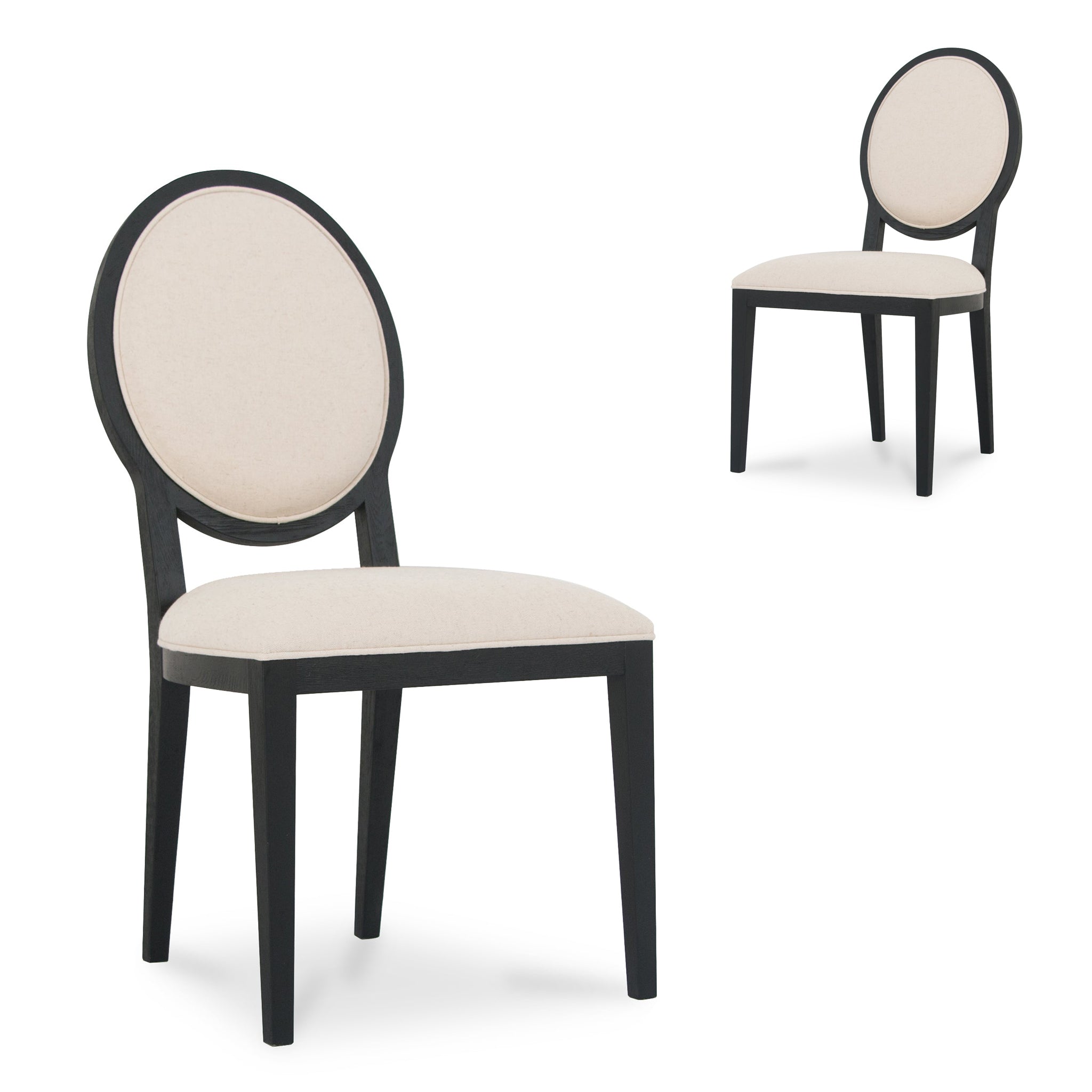 Light Beige Fabric Verona Dining Chair - Black Frame (Set of 2)