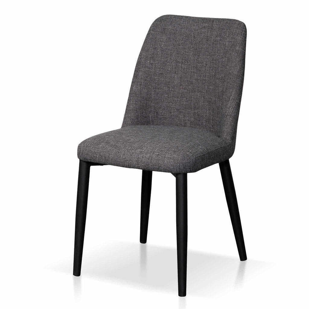 Fabric Verona Dining Chair - Dark Grey with Black Legs (Set of 2)
