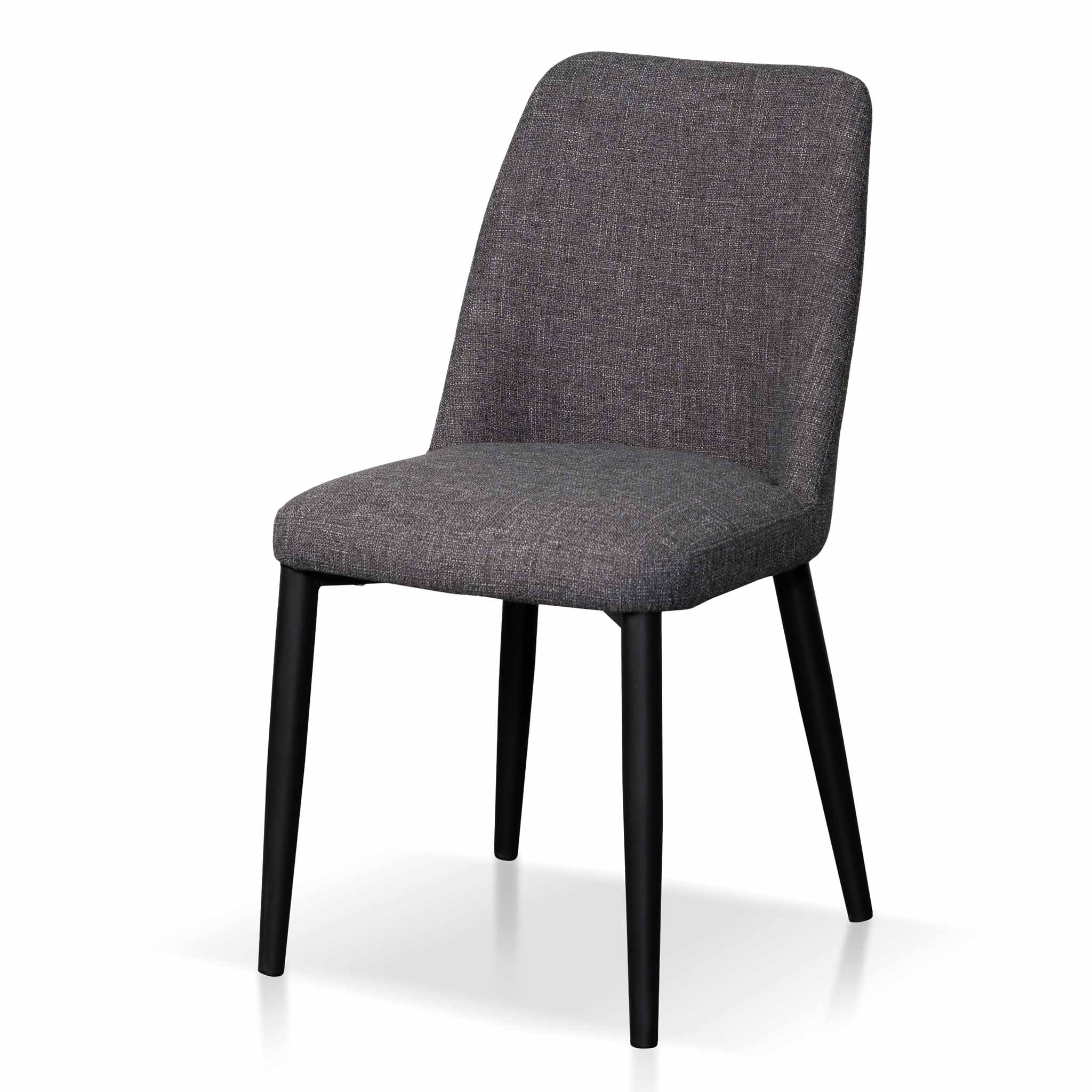 Fabric Verona Dining Chair - Dark Grey with Black Legs (Set of 2)