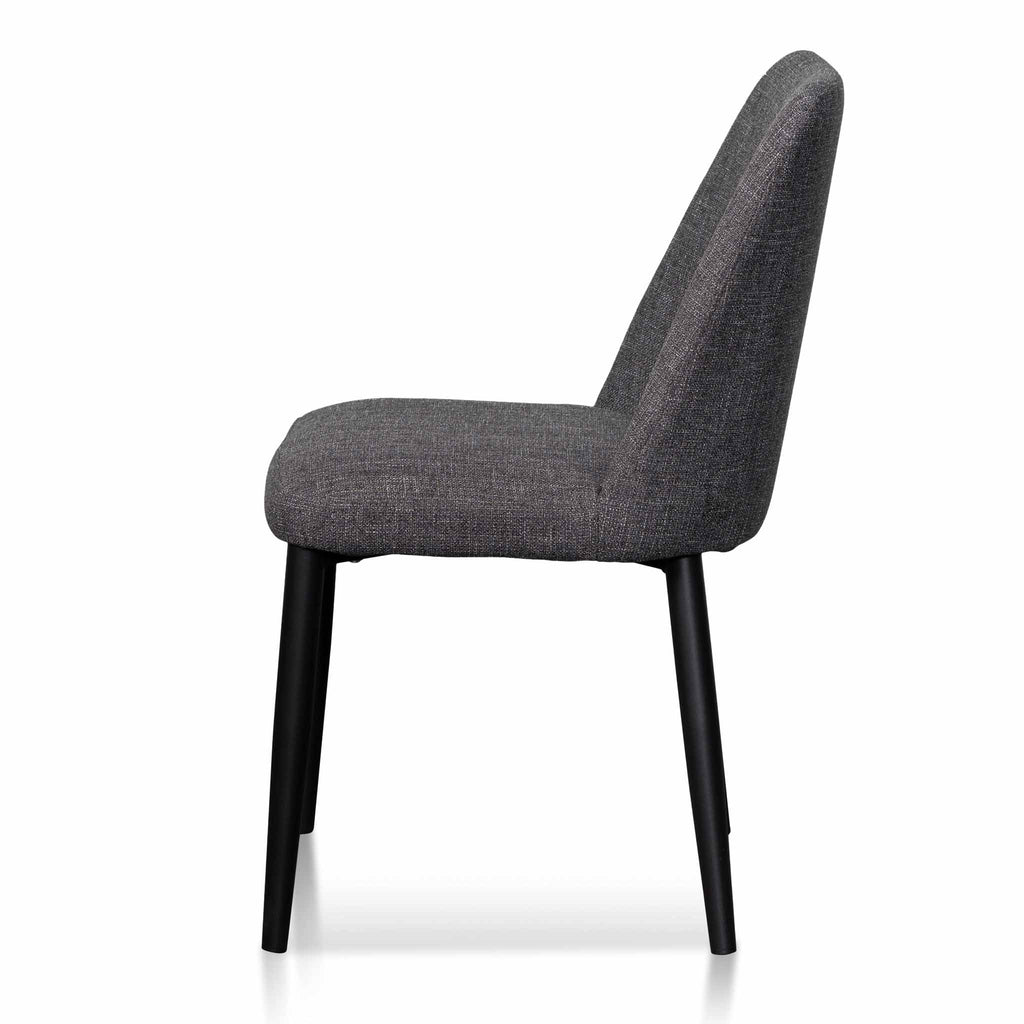 Fabric Verona Dining Chair - Dark Grey with Black Legs (Set of 2)