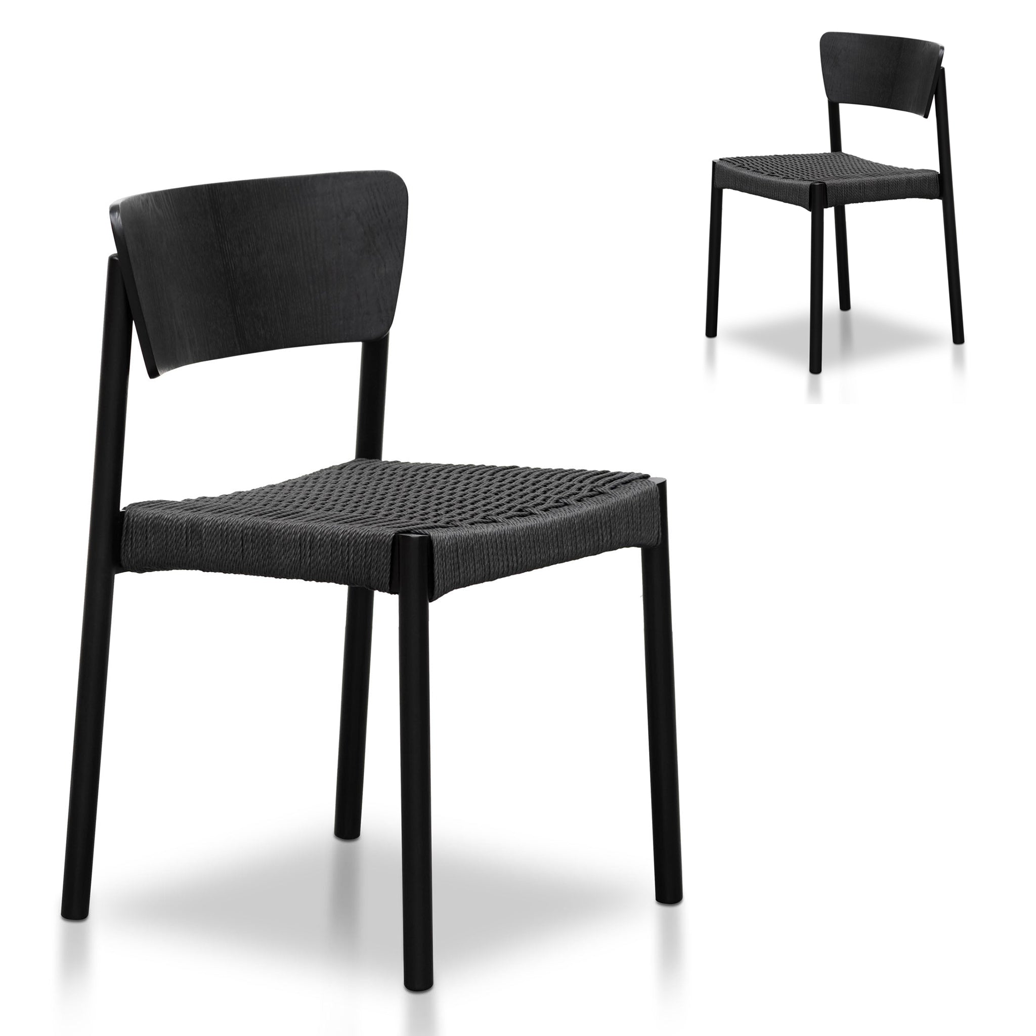Rope Seat Verona Dining Chair - Black (Set of 2)