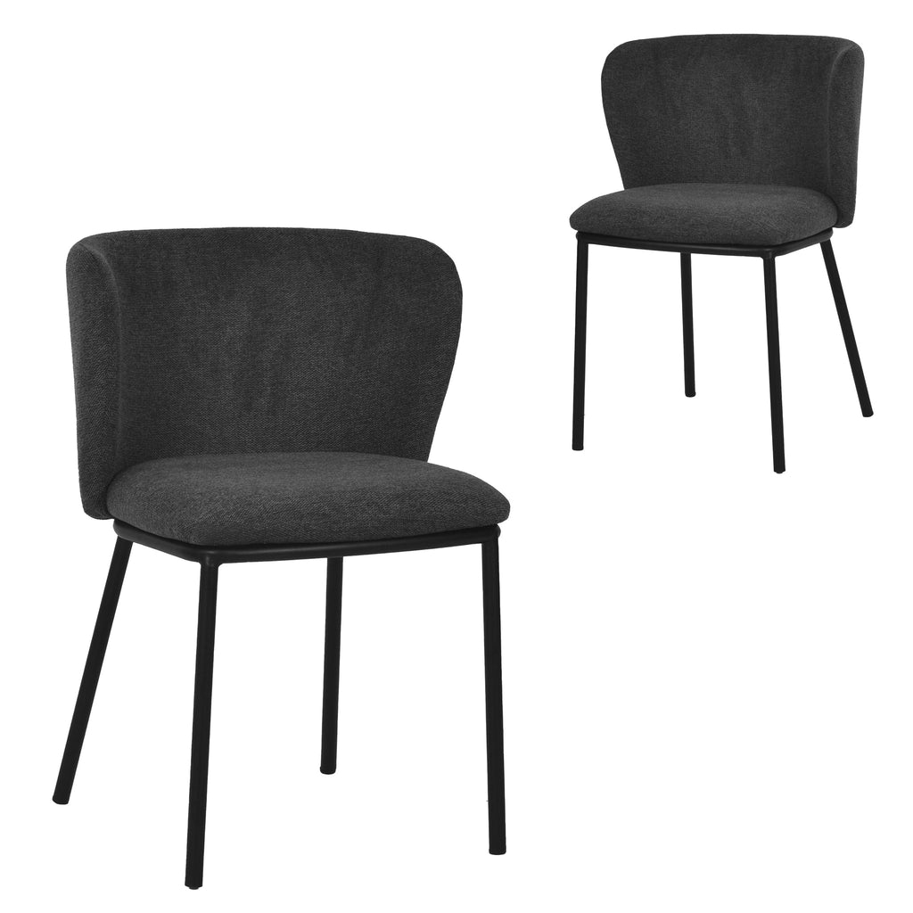 Fabric Verona Dining Chair - Charcoal Grey (Set of 2)