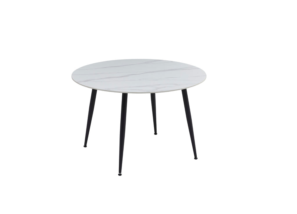 Ashen Dining Table Matte Snow White Ceramic