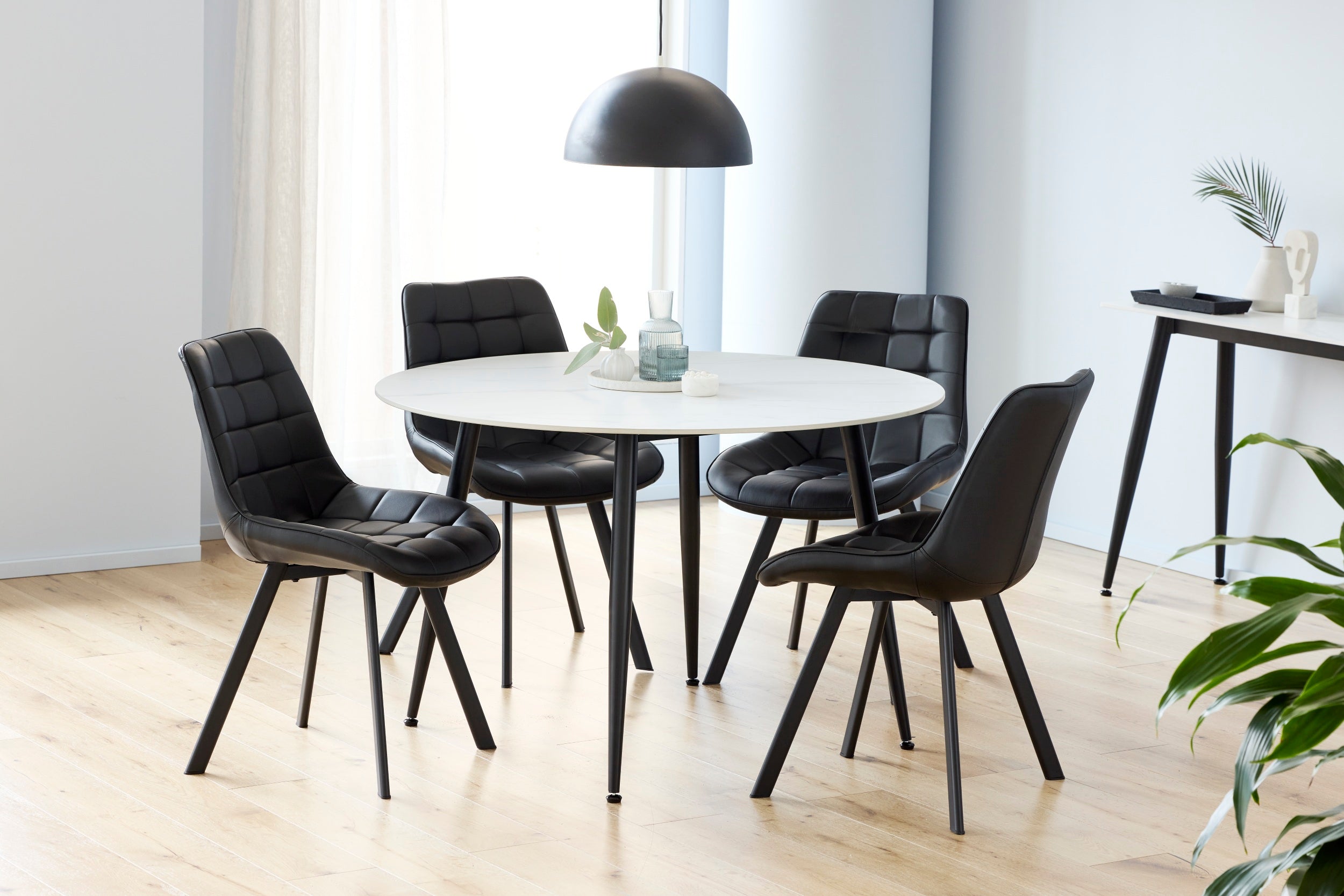 Ashen Dining Table Matte Snow White Ceramic