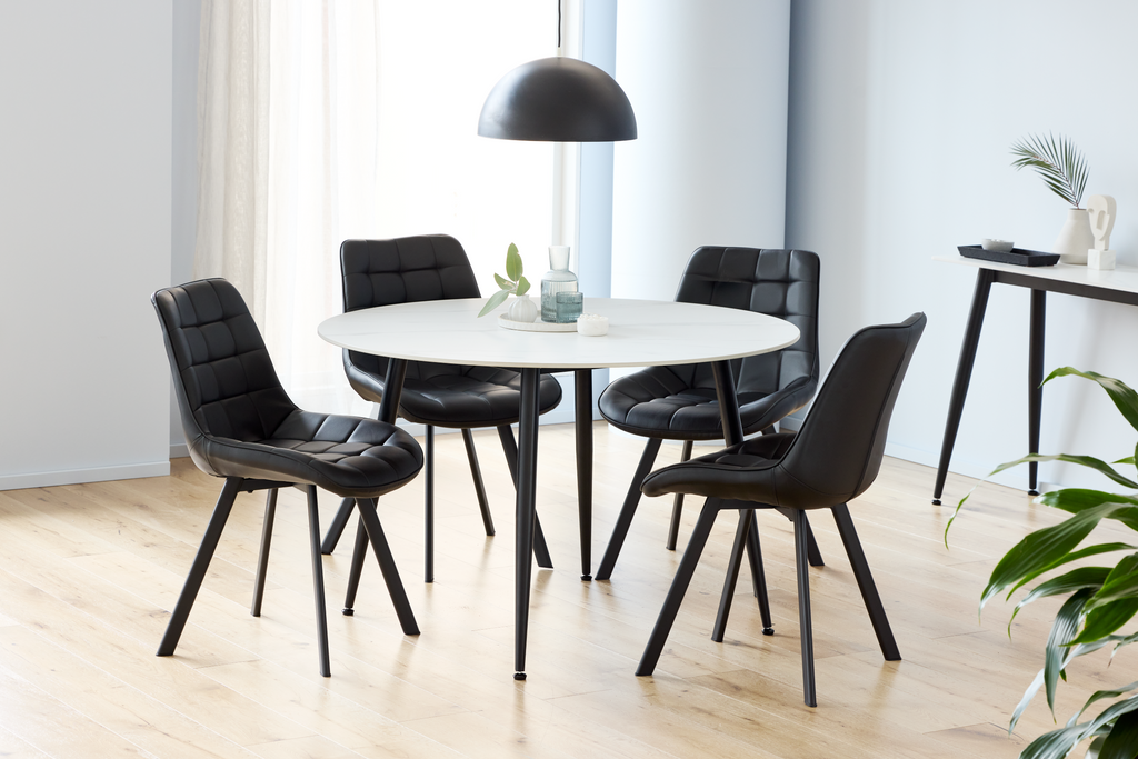 Delvoro Dining Table Matte Snow White Ceramic