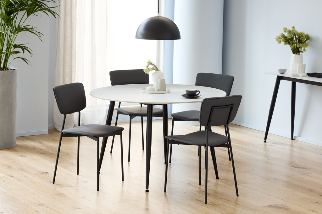Delvoro Dining Table Matte Snow White Ceramic