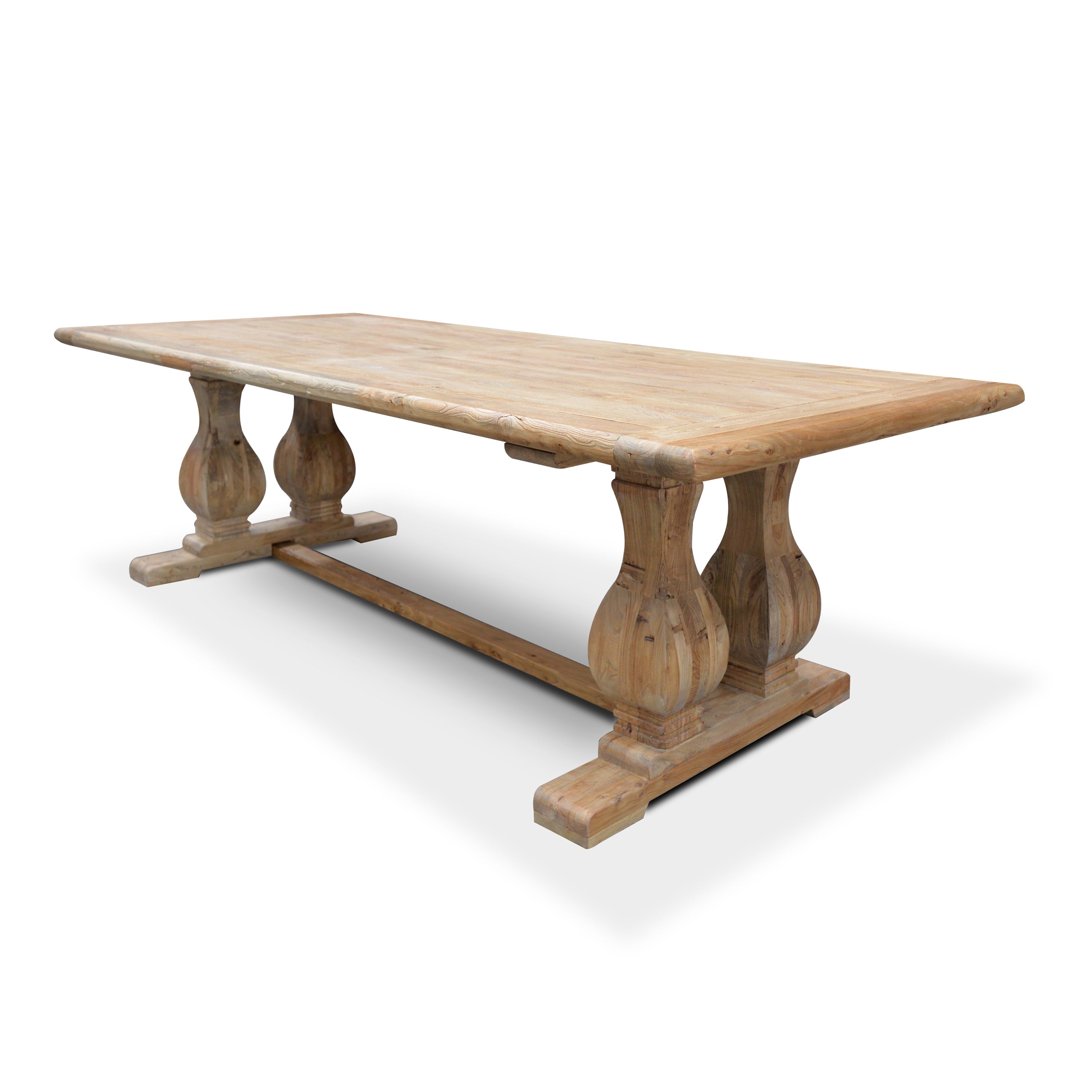 Elm Wood Siena Dining Table 3m - Rustic Natural
