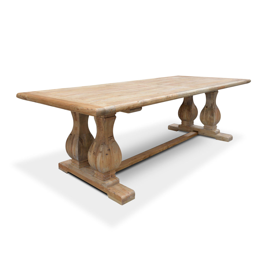 Elm Wood Siena Dining Table 3m - Rustic Natural