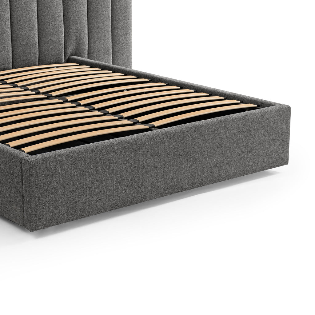 Wide Base Queen Lazio Bed Frame - Spec Charcoal with Storage