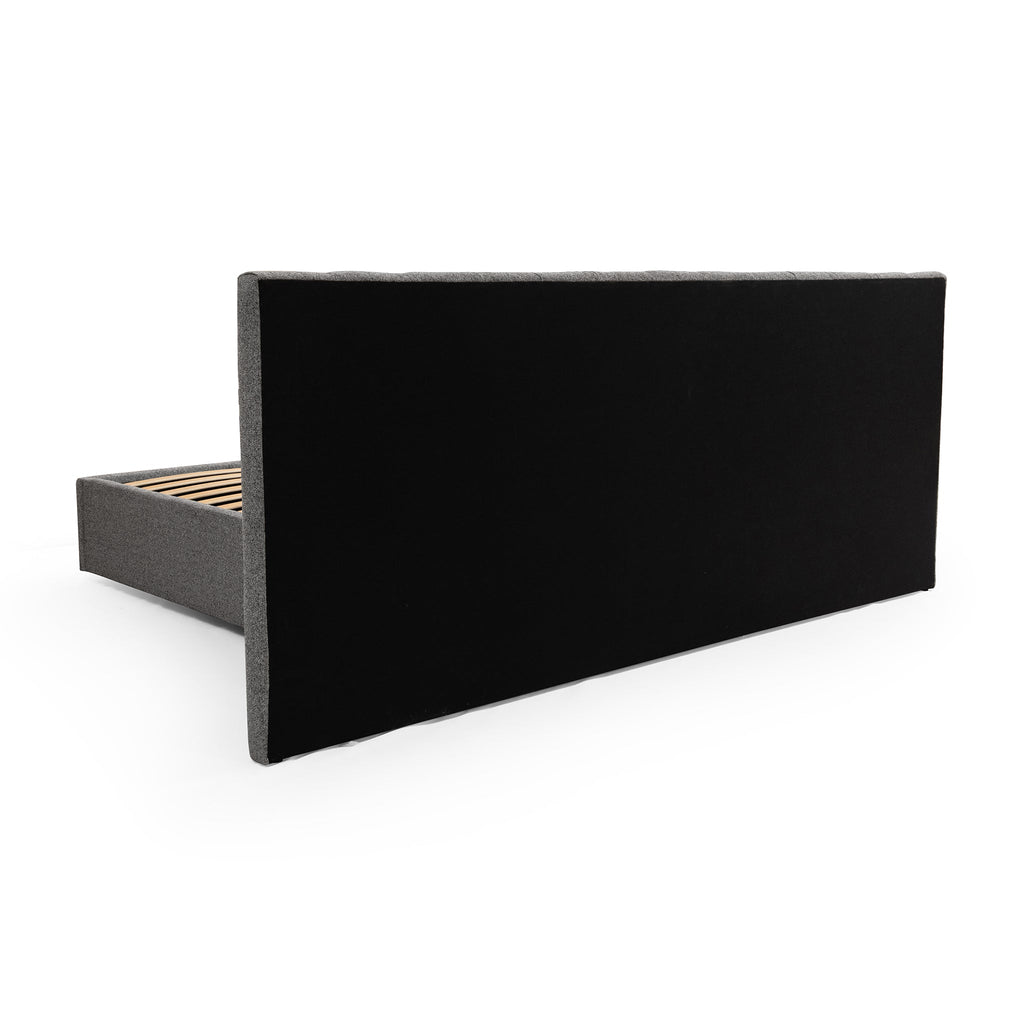 Wide Base Queen Lazio Bed Frame - Spec Charcoal with Storage