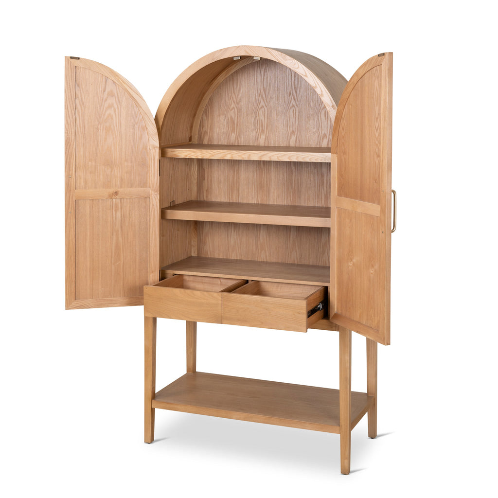 1.83m (H) Ash Genova Curve Cabinet - Natural