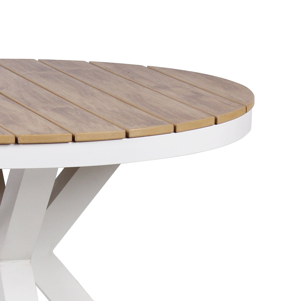 90cm Round Sand White Outdoor Siena Dining Table - Natural