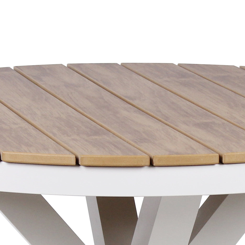 90cm Round Sand White Outdoor Siena Dining Table - Natural