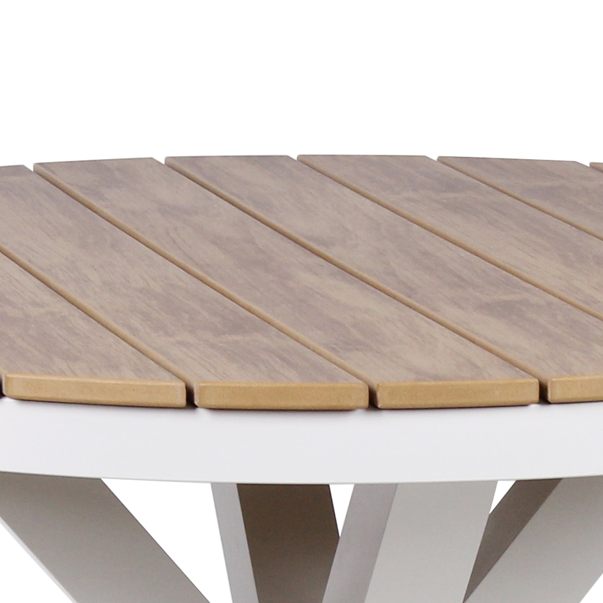 90cm Round Sand White Outdoor Siena Dining Table - Natural