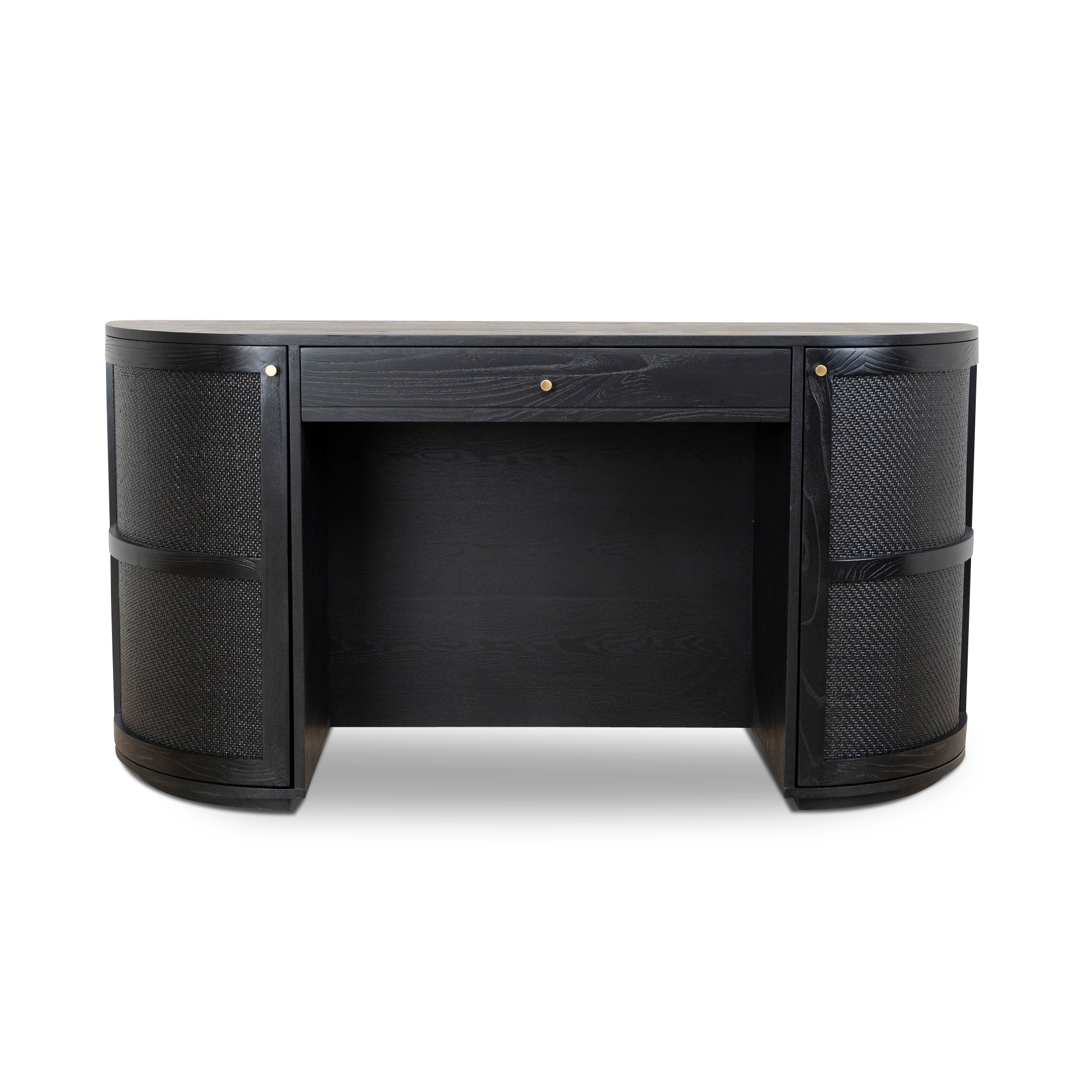 1.55m Rattan Milano Home Office Desk - Full Black