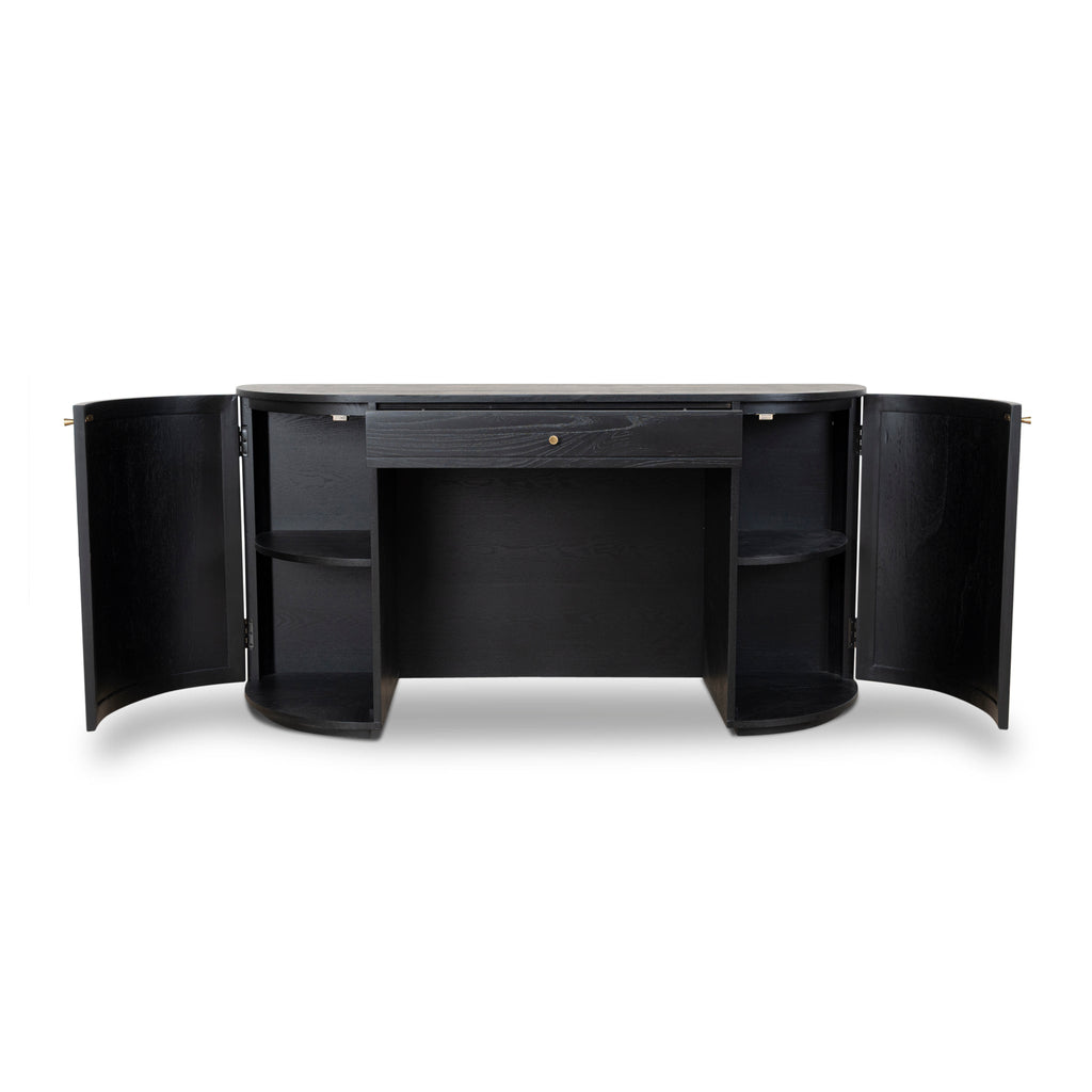 1.55m Rattan Milano Home Office Desk - Full Black